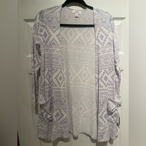 LuLaRoe Small Purple and White Aztec Cardigan Sweater boho Girlhoodcore indie
